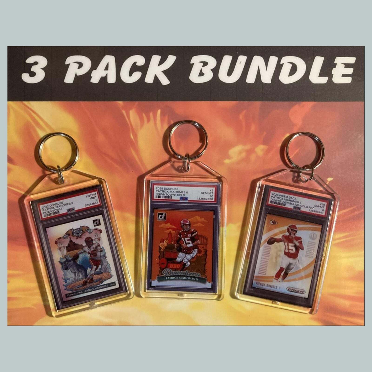 3610B Patrick Mahomes Downtown 3 Pack Bundle Custom Hand Made Keychains
