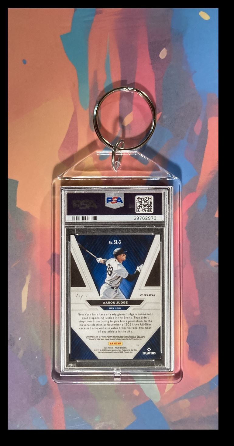 3052 Aaron Judge 2022 Panini Prizm Gold SuperFractor Custom Keychain