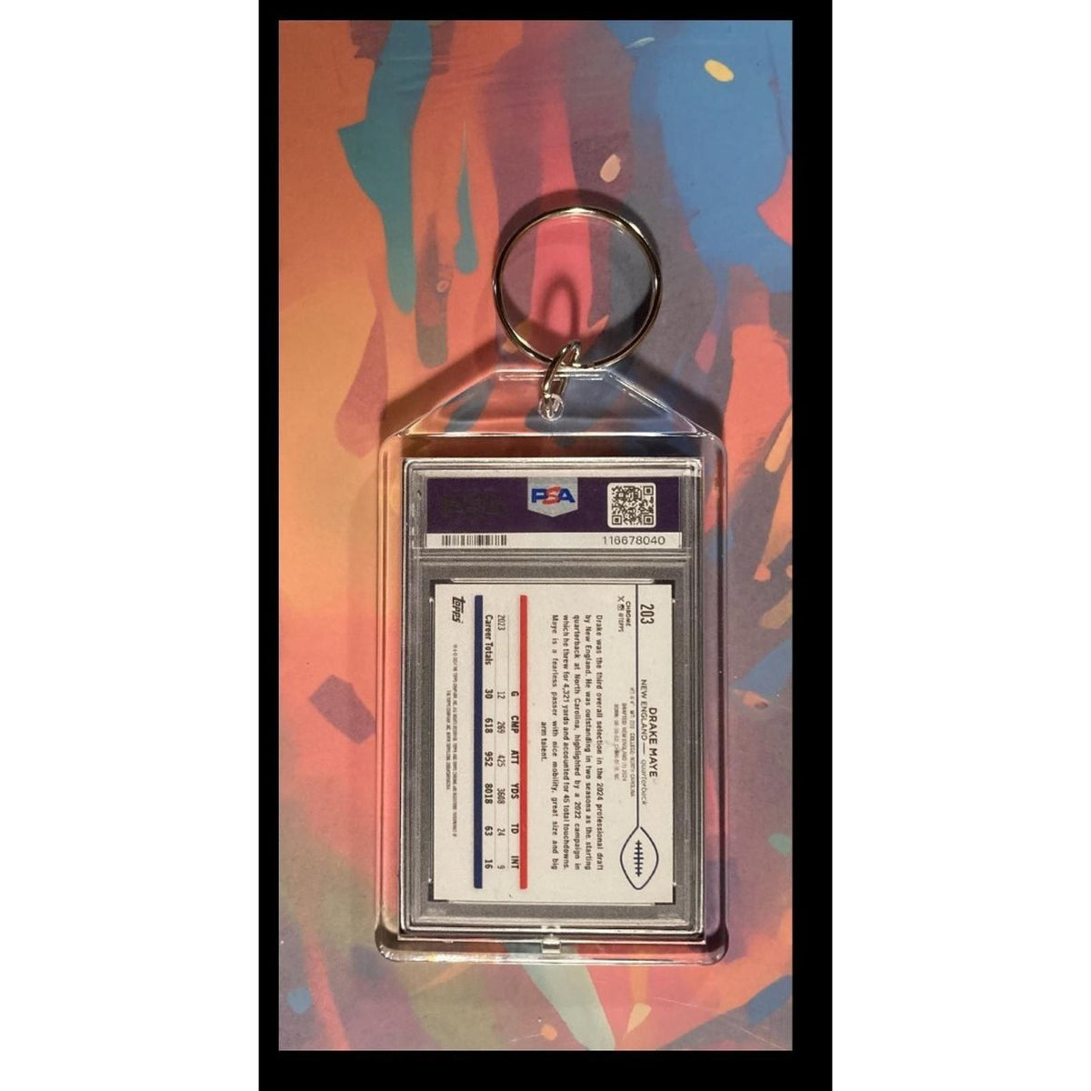 3016 Drake Maye 2024 Topps Chrome Rookie SuperFractor-Custom Keychain-Great Gift