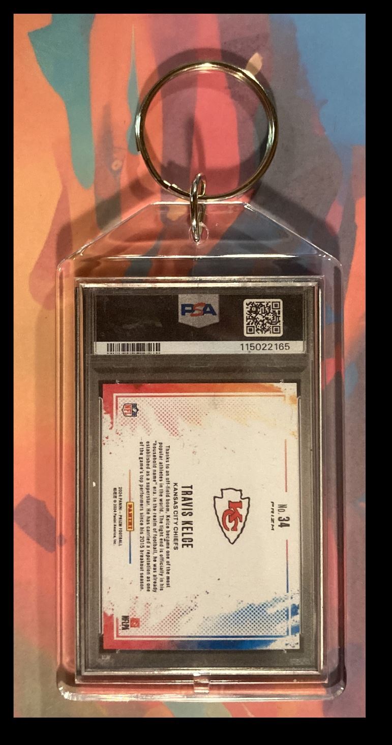 2968 Travis Kelce 2024 Panini Prizm Colorblast Custom Keychain-Gift