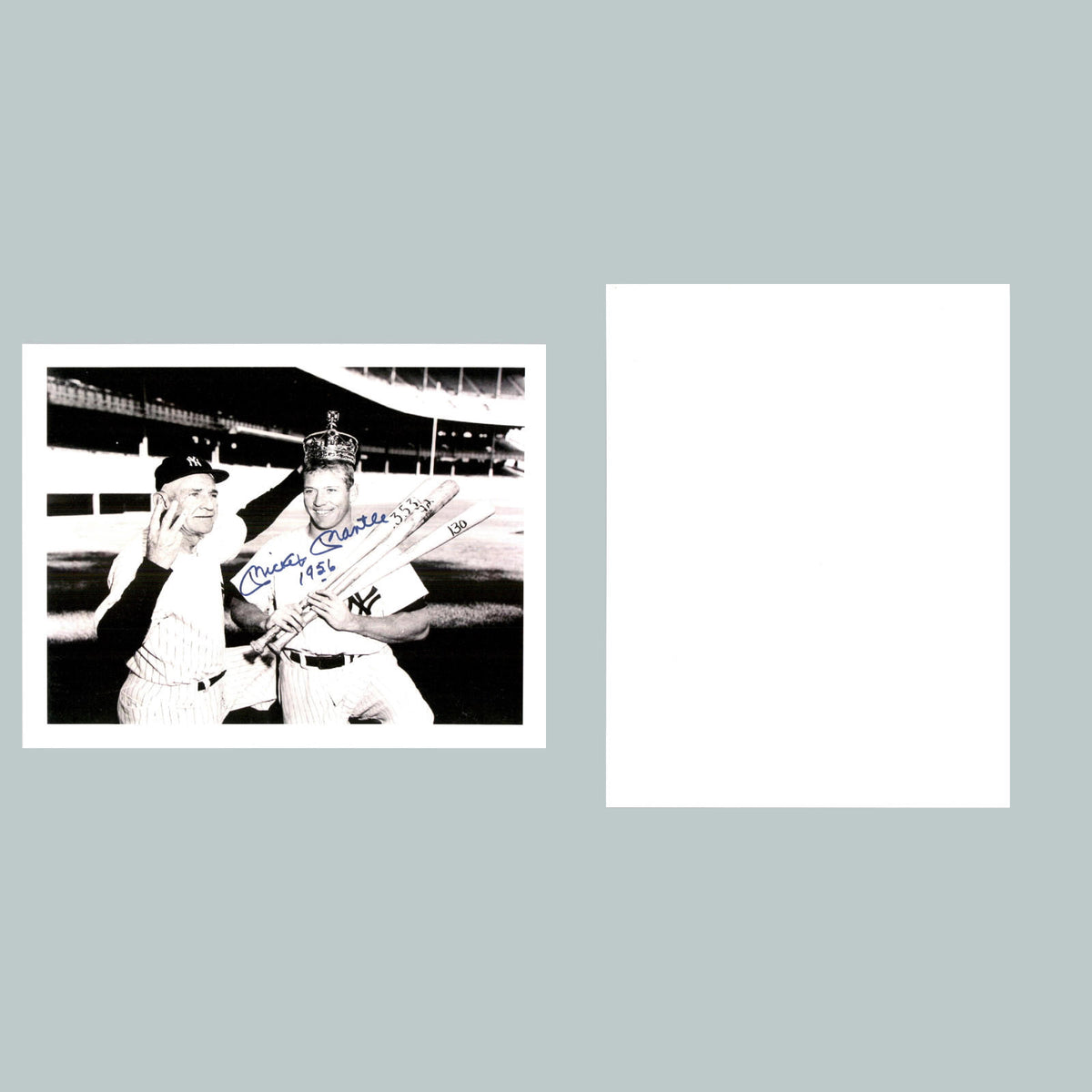 0052 P -8X10 Mickey Mantle and Casey Stengel-Fac Auto Glossy Photo BBL