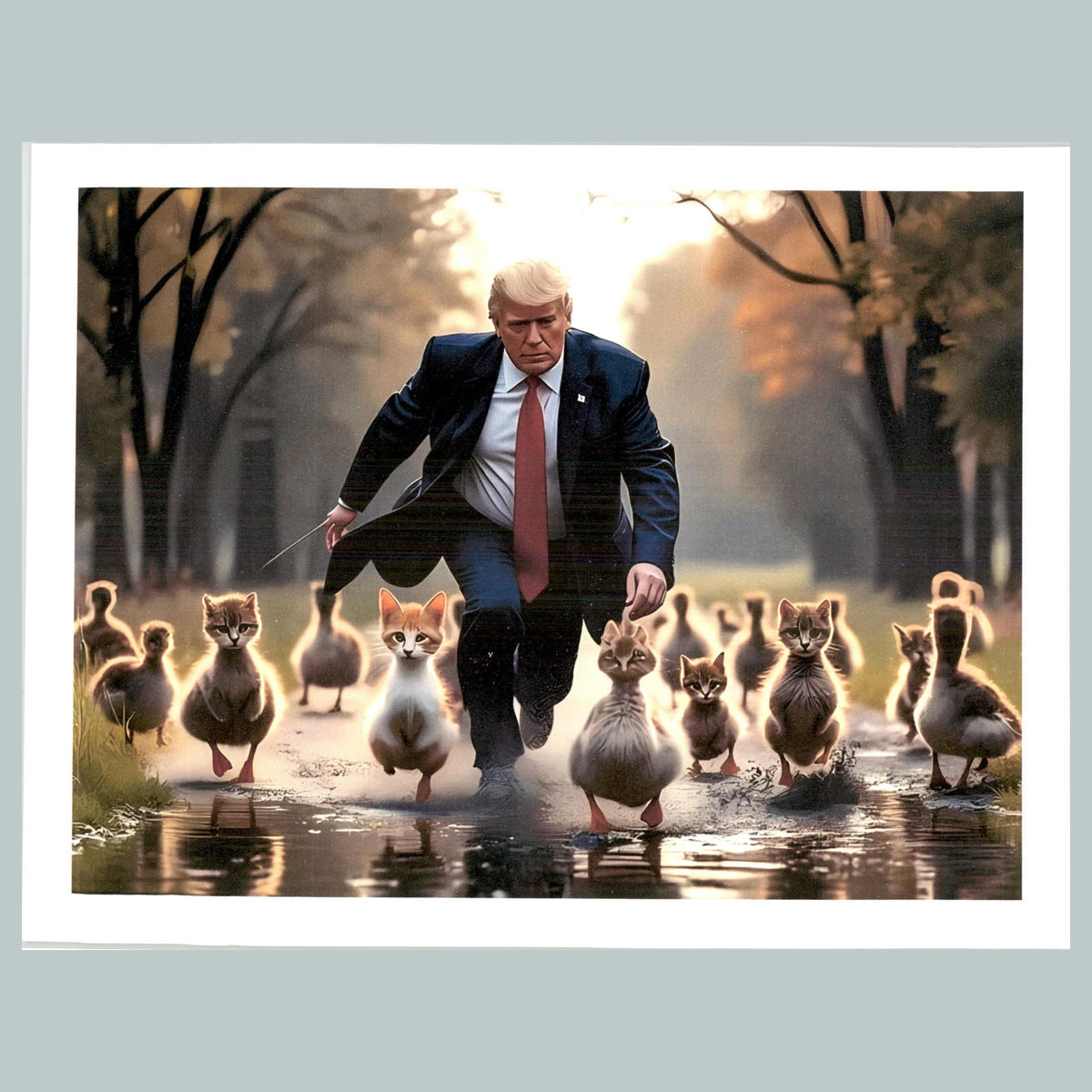 0183 P -8X10 Trump with Catducks Glossy Photo Fast-Secure Shipping