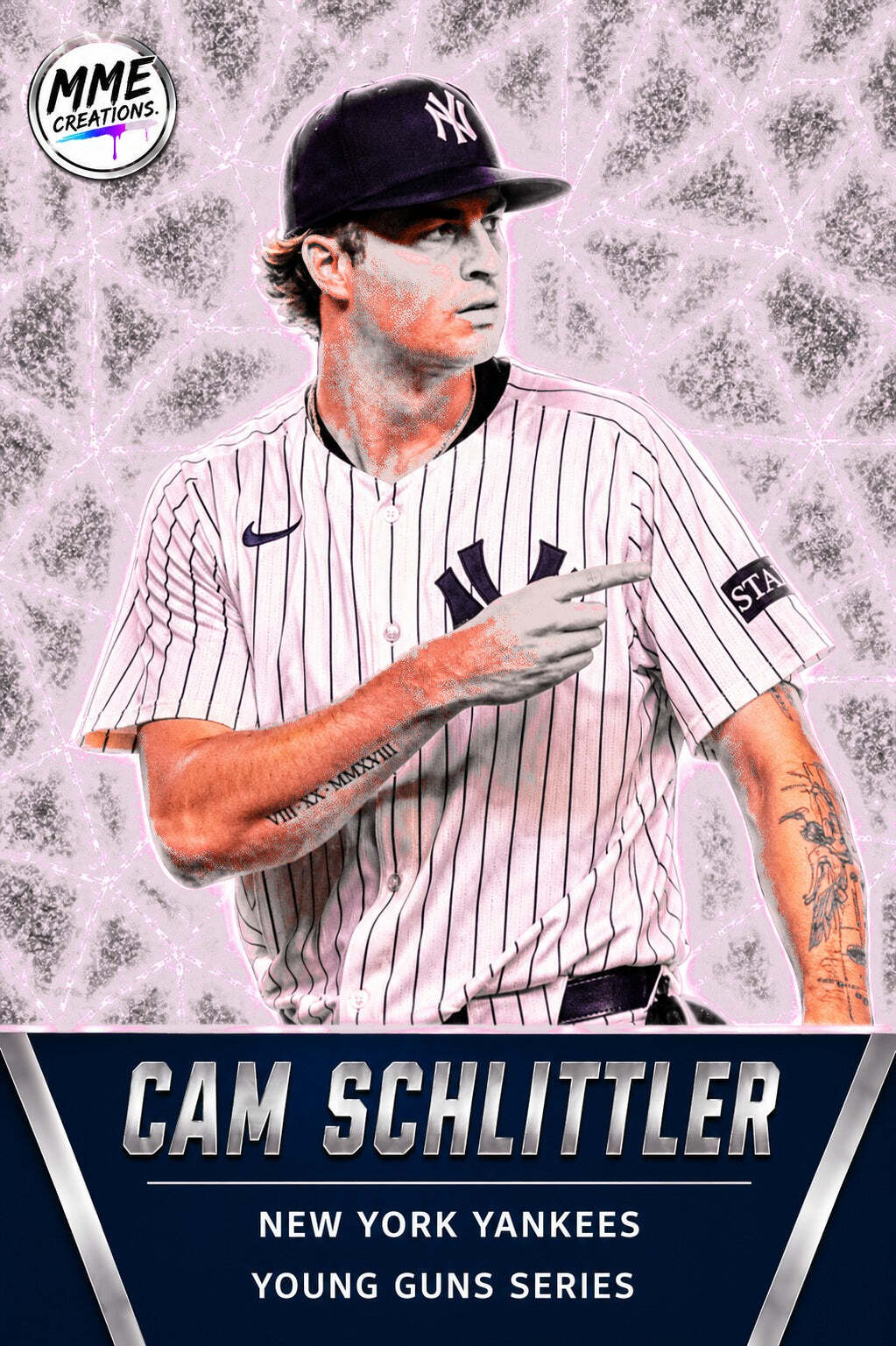 4310 Cam Schlittler Young Guns Laminated Custom Baseball Card Platinum Ice