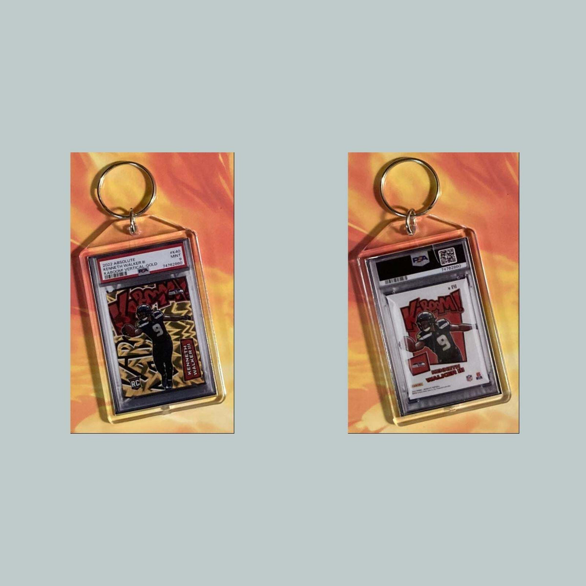 3770 Kenneth Walker III 2022 Panini Absolute Kaboom Gold Hand Made Keychain