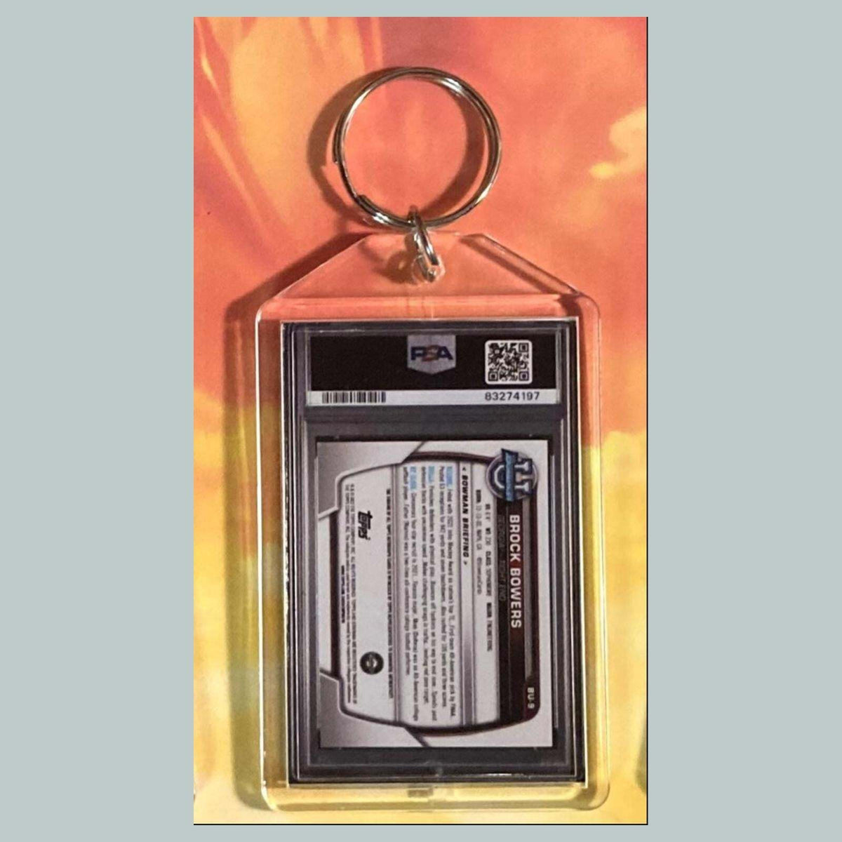 3696 Brock Bowers 2023 Bowman Chrome U Auto Custom Hand Made Keychain