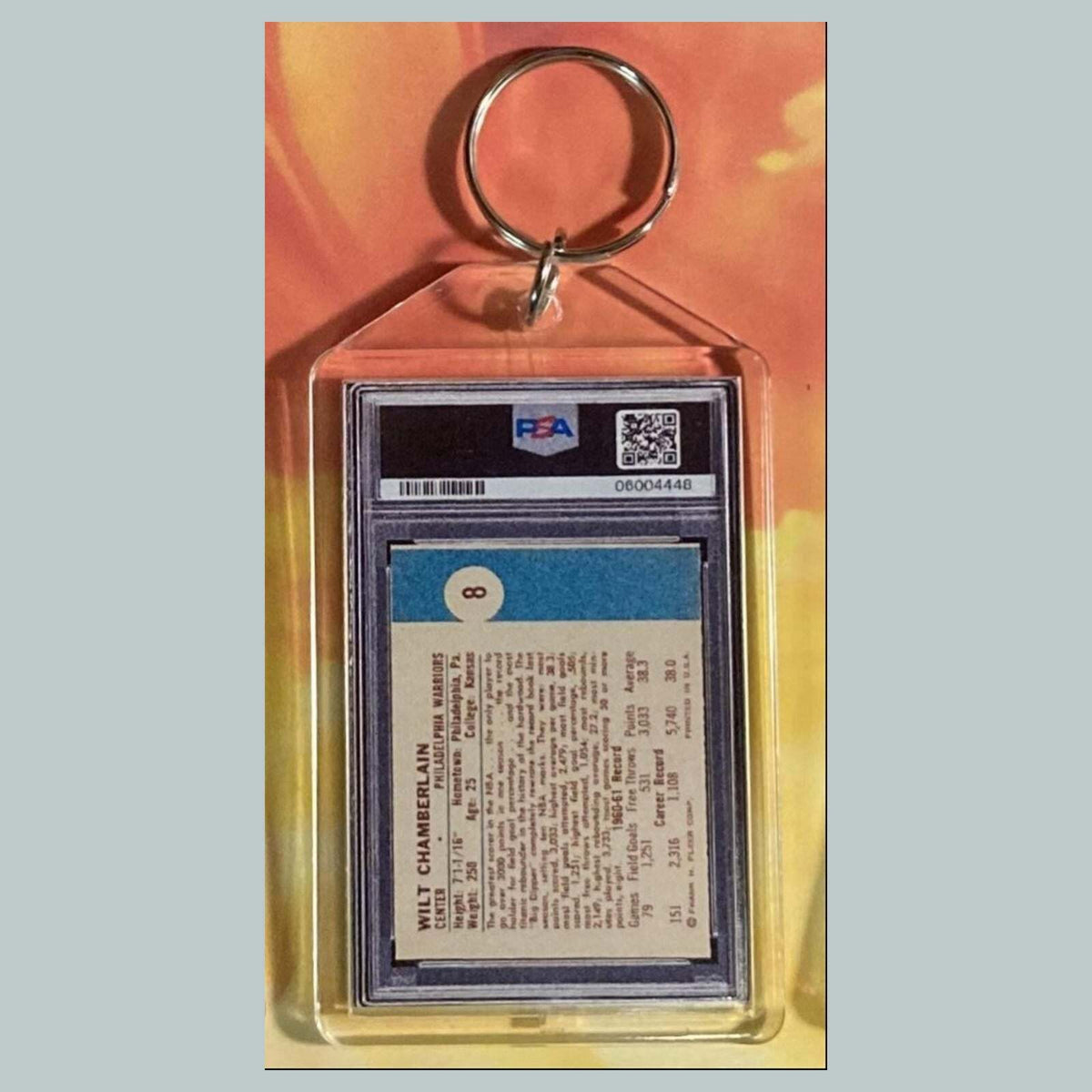 3653 Wilt Chamberlain1961 Fleer Custom Hand Made Keychain