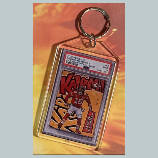 3613 Patrick Mahomes 2022 Panini Absolute Gold Kaboom Custom Keychain