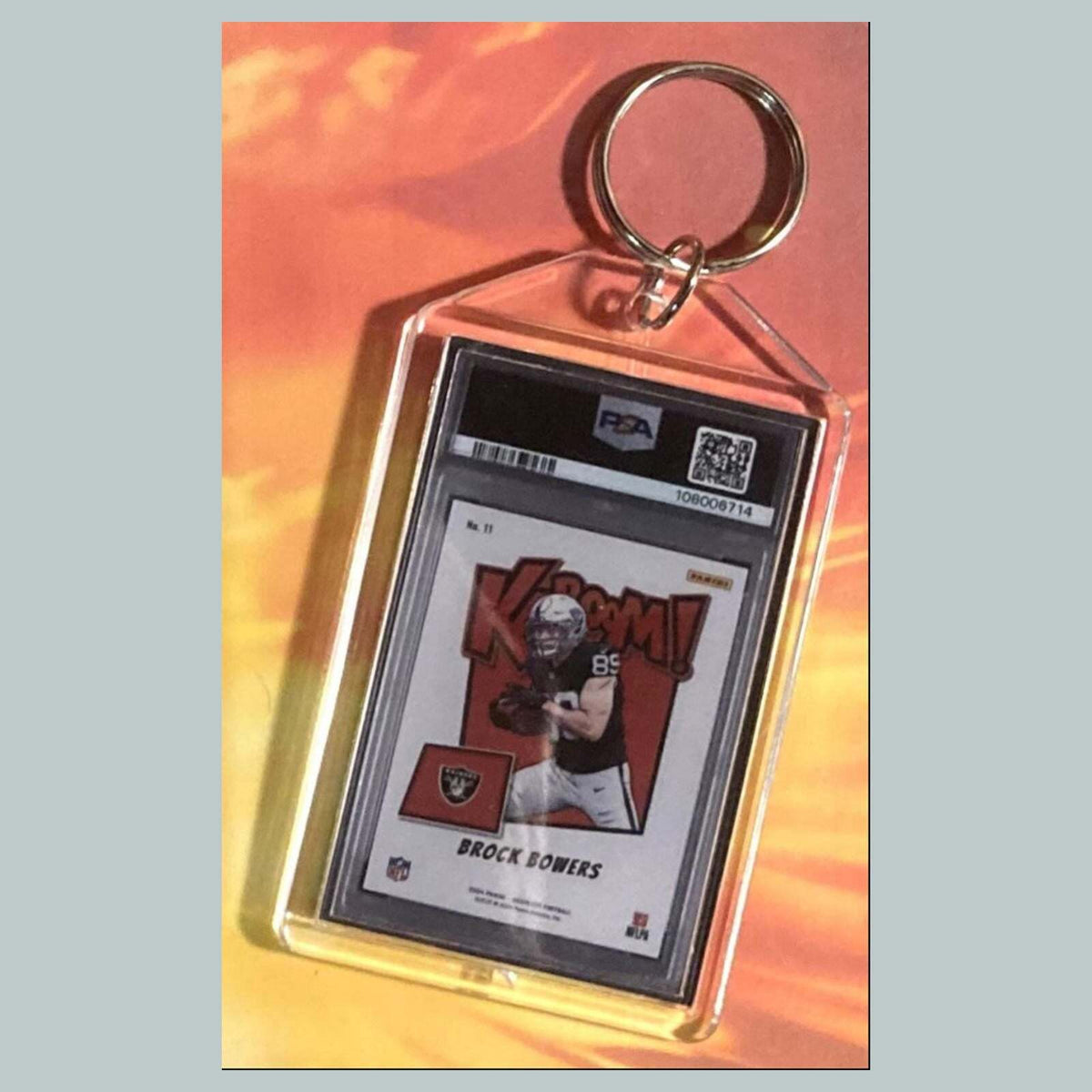 3694 Brock Bowers 2024 Panini Absolute Kaboom Custom Hand Made Keychain