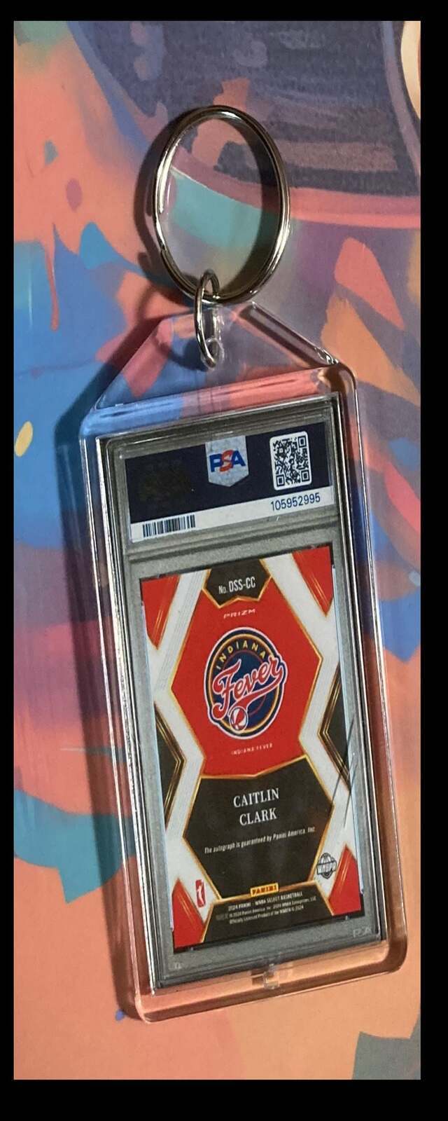 3218 Caitlin Clark 2024 Panini Select Draft Selections Ice Auto Keychain