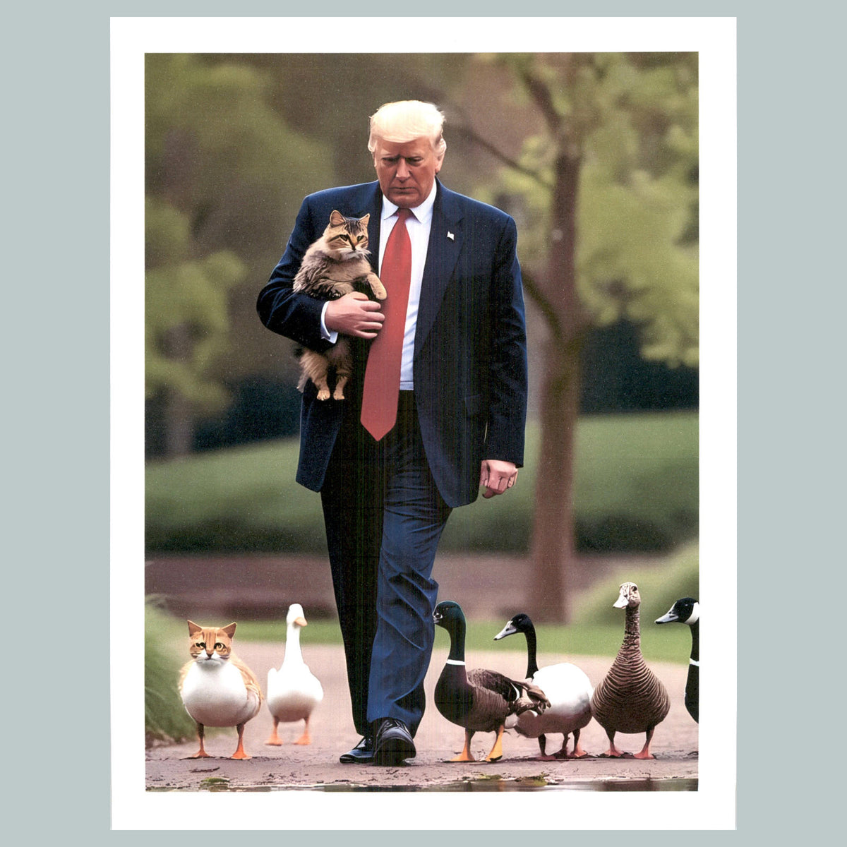 0195 P -8X10 Trump Holding 1 Cat Walking Glossy Photo Fast-Secure Shipping MS