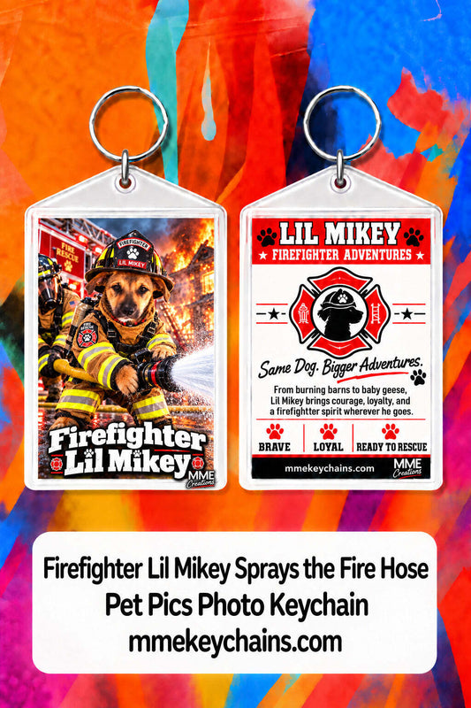 4866 Personalized Pet Pics Keychain Firefighter Lil Mikey – Fire Hose