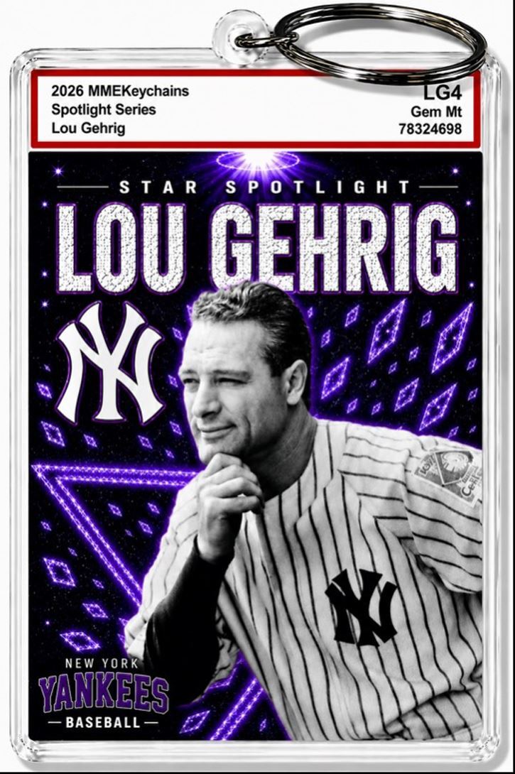 3911 Lou Gehrig Keychain Purple Spotlight Premium Keychain With Nameplate