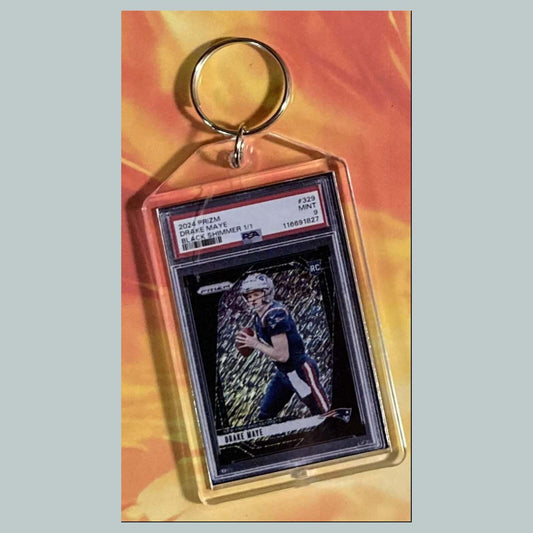 3712 Drake Maye 2024 Panini Prizm Black Shimmer Custom Hand Made Keychain