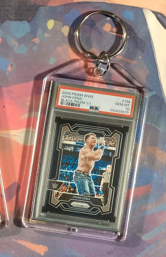 3266 John Cena 2024 Panini Black Prizm SuperFractor Custom Hand Made Keychain