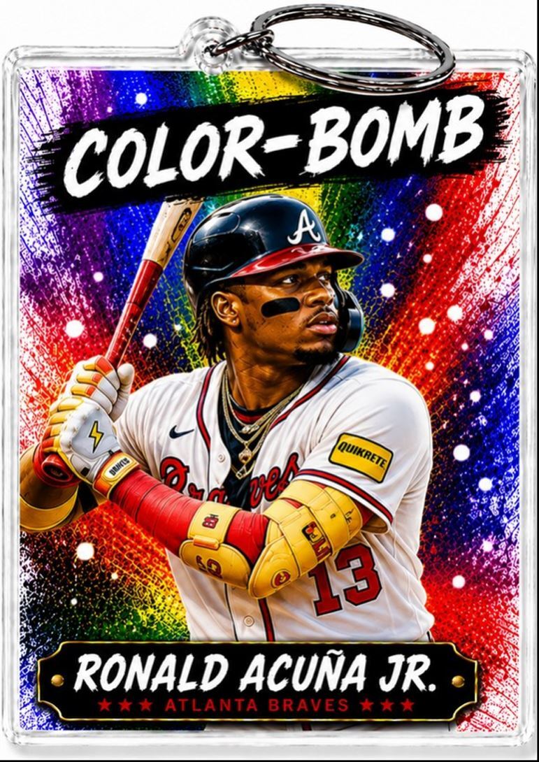 3887 Ronald Acuna Jr Keychain | Color-Bomb | Custom  Photo Keychain No Nameplate