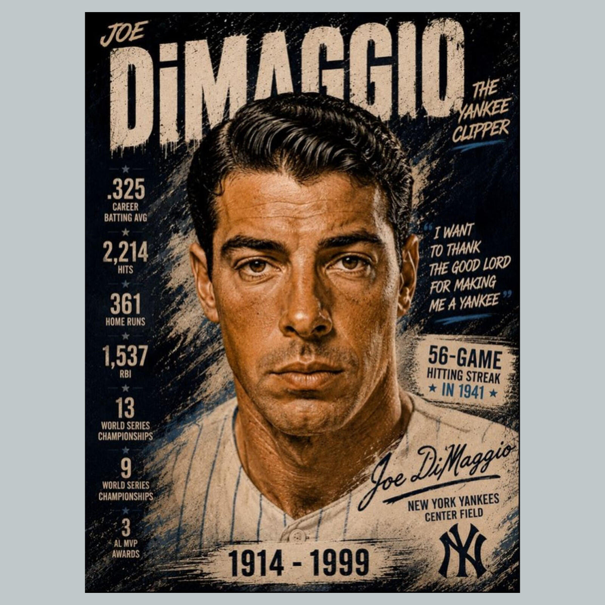 2601 Joe Dimaggio 'Smooth as Silk' Zoom Art Series 8X10 Giclée Print BBL