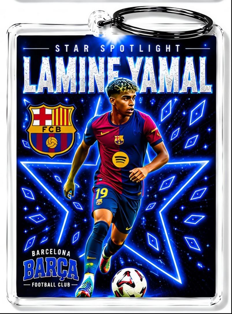 3992 Lamine Yamal Keychain Blue Spotlight Premium Keychain No Nameplate