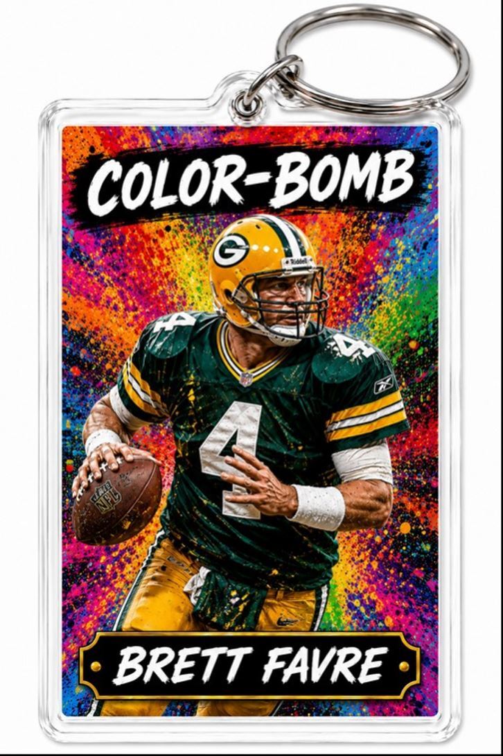 3877 Brett Favre Keychain | Color-Bomb | Custom Photo Keychain No Nameplate