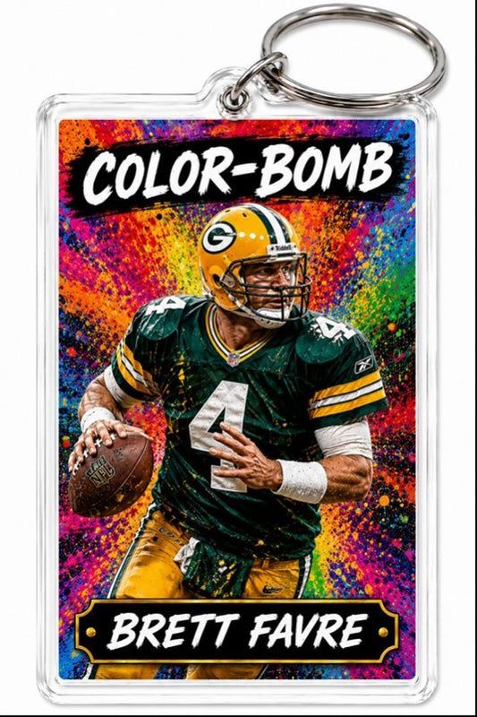 3877 Brett Favre Keychain | Color-Bomb | Custom Photo Keychain No Nameplate