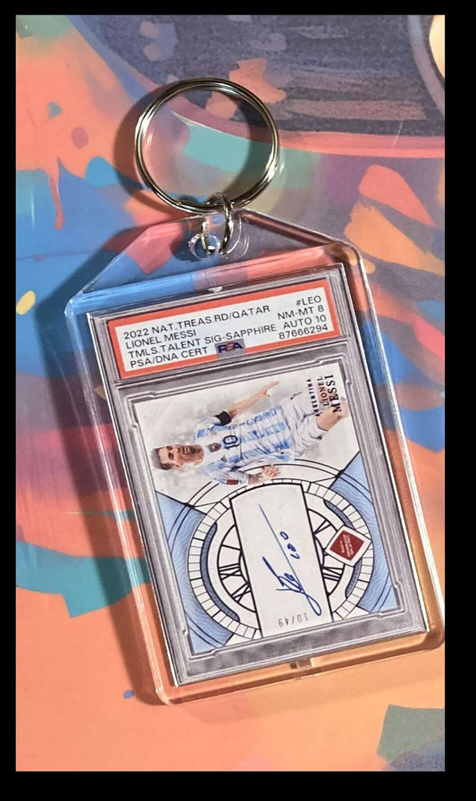 3114 Lionel Messi 2022 Panini Nat Treas Sapphire Auto Keychain Great Gift