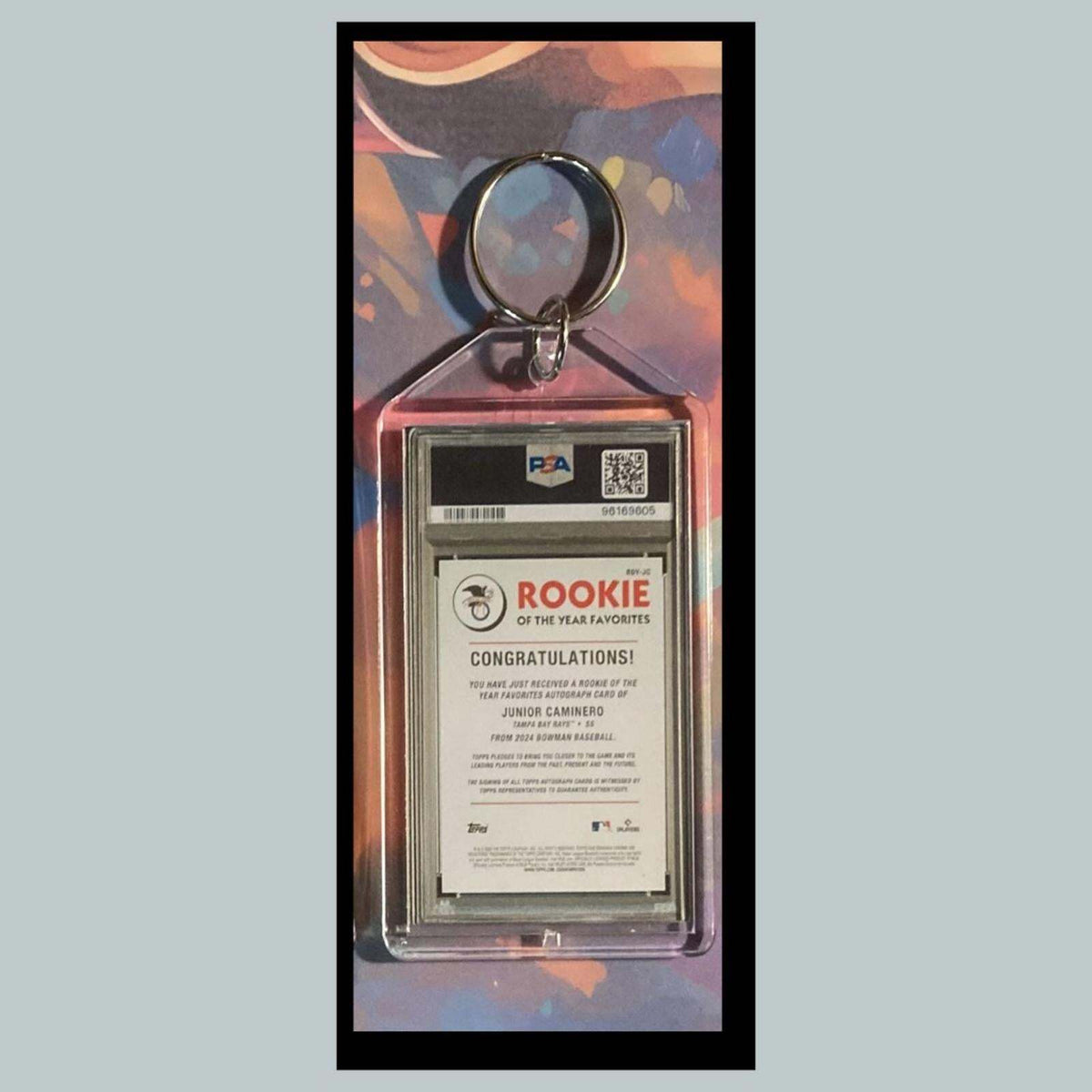 3429 Junior Caminero 2024 Bowman Chrome Red Rookie of Year Auto Custom Keychain