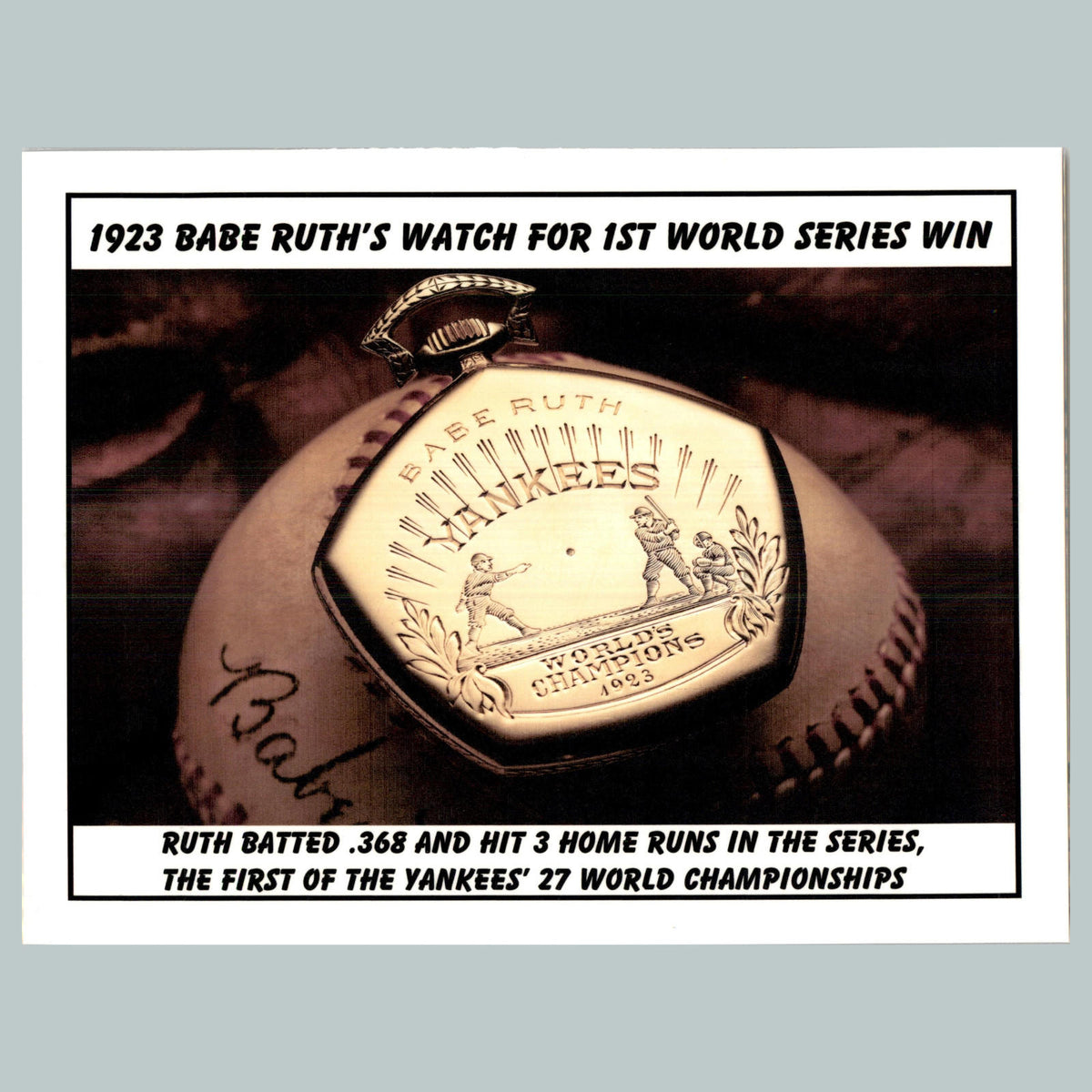0031 P-8X10 Babe Ruth's World Series Watch Glossy Photo Fast Shipping BBL