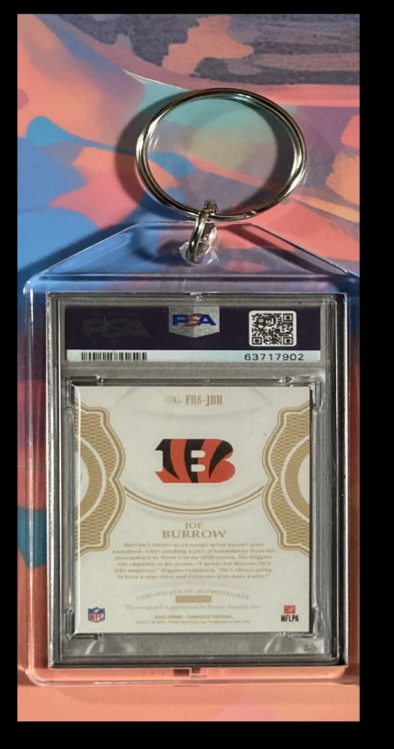 3084 Joe Burrow 2020 Panini Flawless Emerald Rookie Auto Custom Keychain