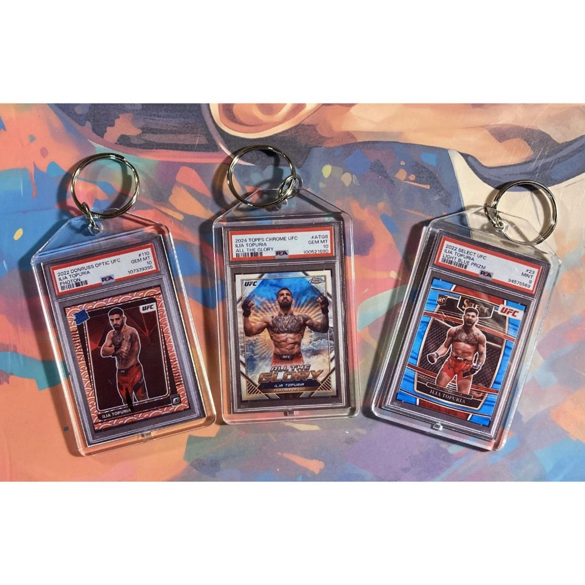 3170B Ilia Topuria 3 Pack Bundle - 3 Different Custom Novelty Keychains -Gift