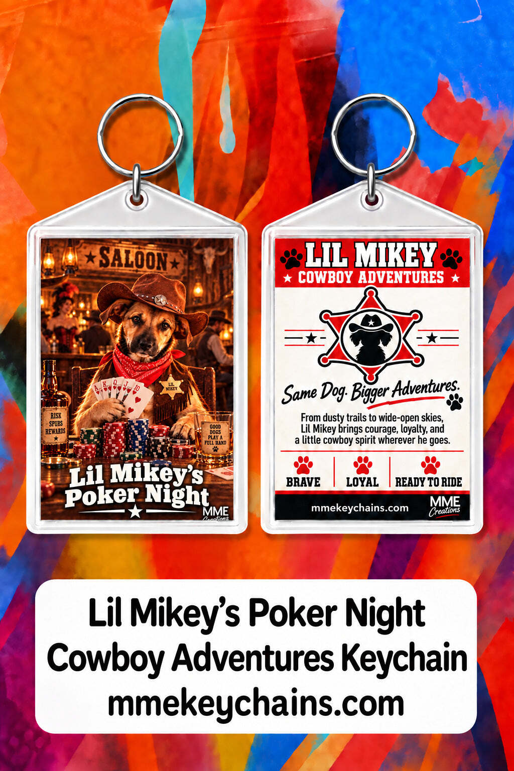 4843 Personalized Pet Pics Keychain Turn Your Dog Into a Cowboy – Poker Night