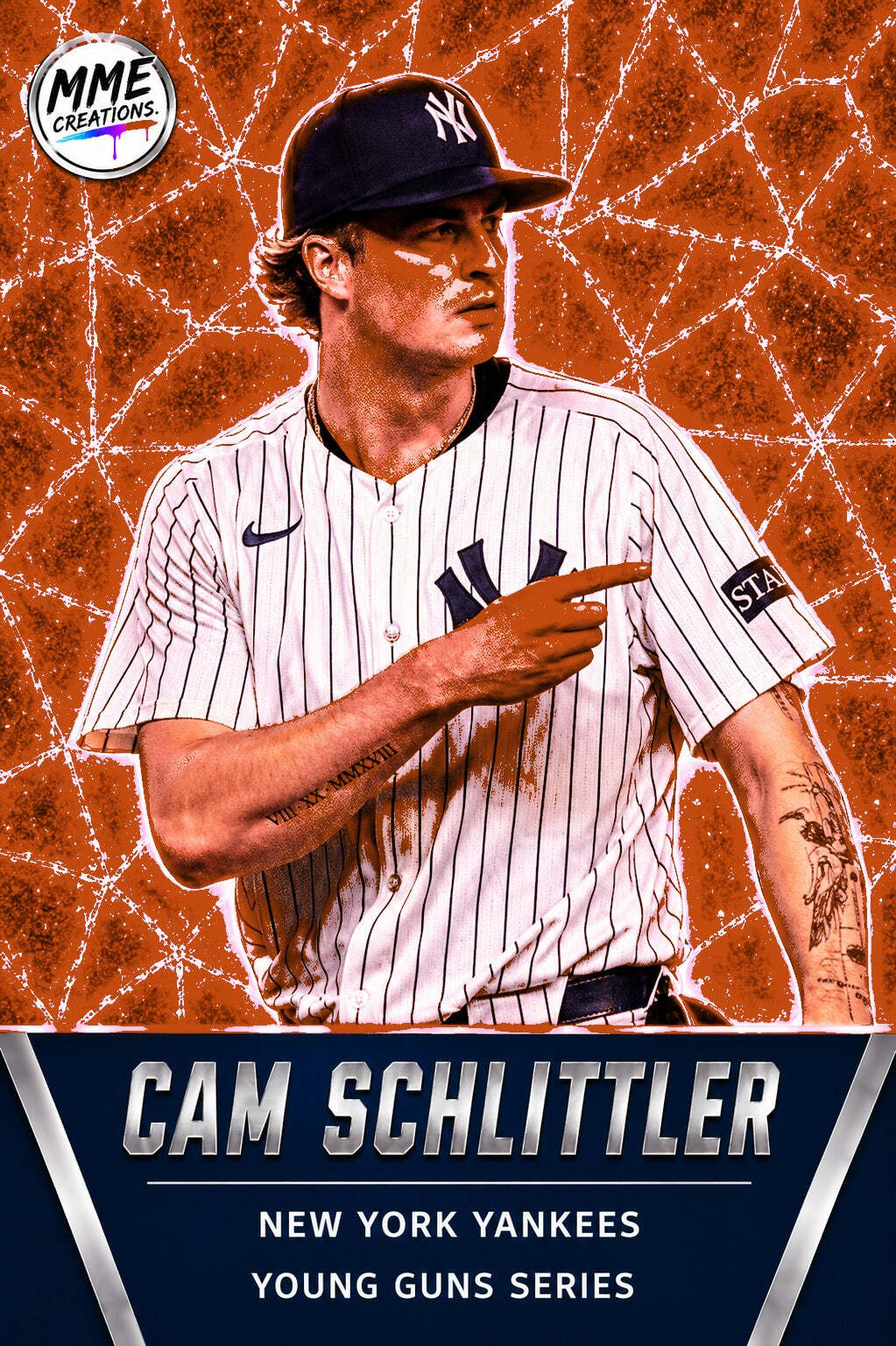 4312 Cam Schlittler Young Guns Laminated Custom Baseball Card Red Ice