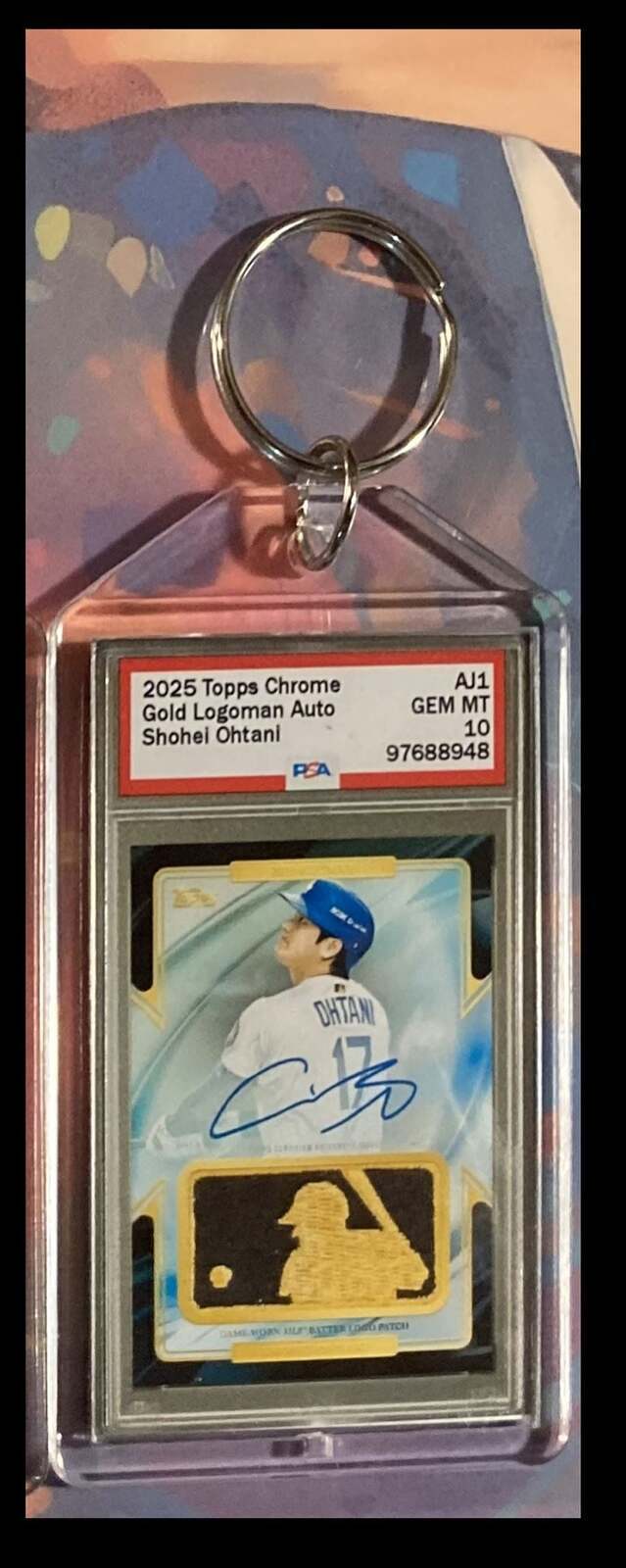 3368 Shohei Ohtan 2025 Topps Chrome Gold Logoman Auto Custom Novelty Keychain