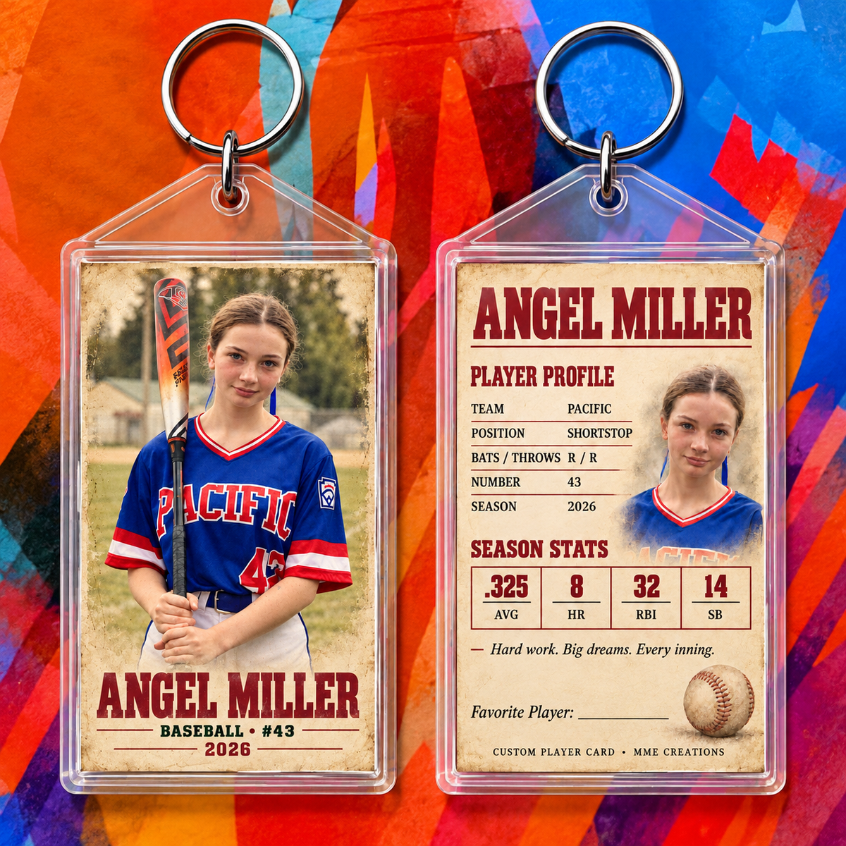 Angel Miller personalized baseball keychains