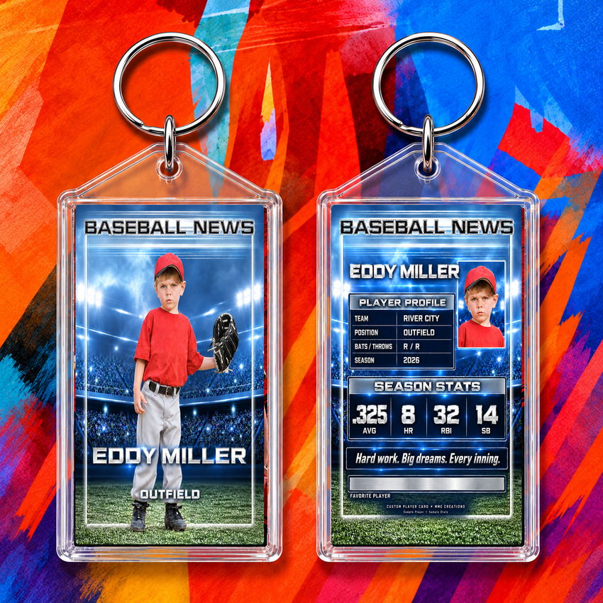 Personalized Baseball Acrylic Photo Keychain – Design 5