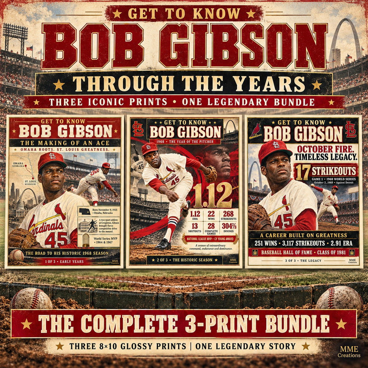 Bob Gibson GTK Through the Years three-print bundle