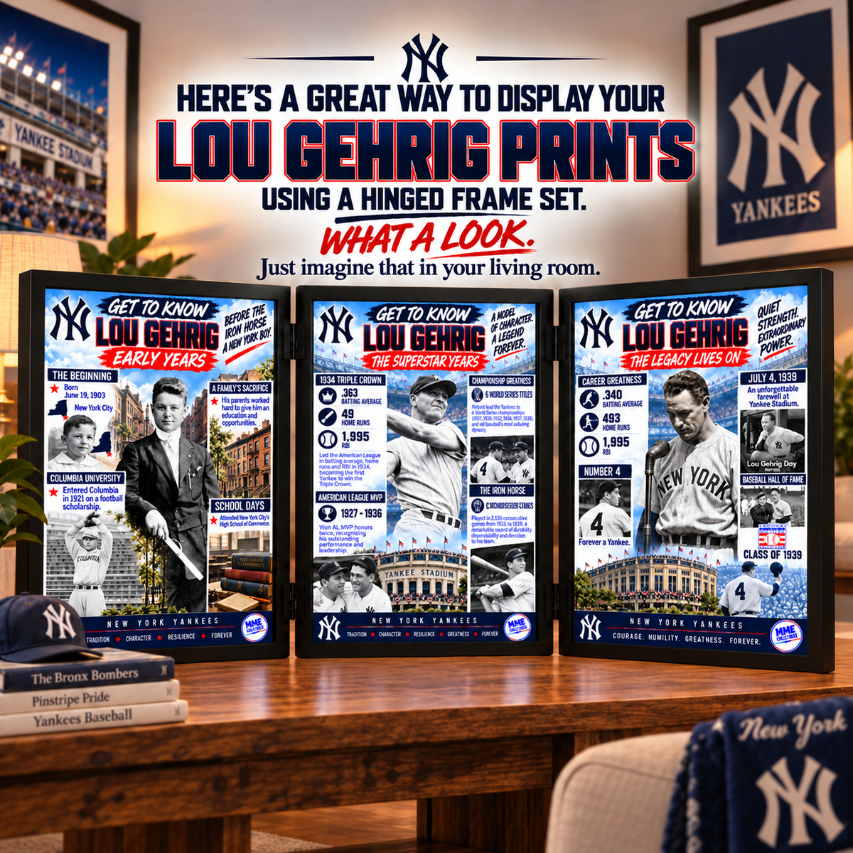 Lou Gehrig Get to Know Tri Frame display
