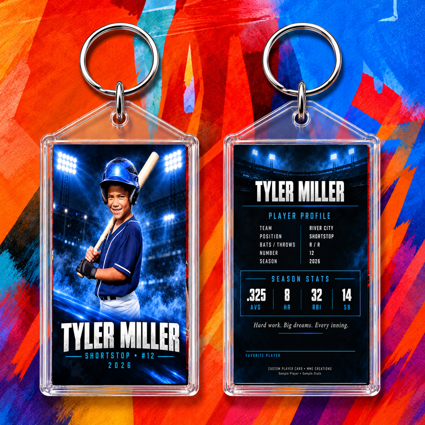 Personalized Baseball Acrylic Photo Keychain – Design 1