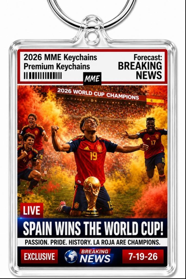 3961 Spain Wins The World Cup Keychain Breaking News! Custom Handmade Keychain