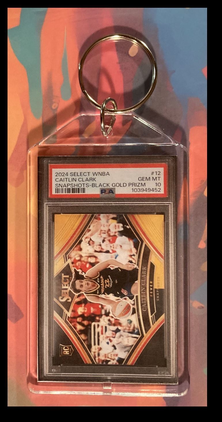 2972 Caitlin Clark 2024 Panini Select Black Gold Prizm Keychain