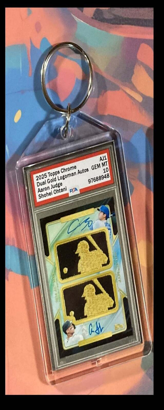 3366 AJ/SO 2025 Topps Chrome Gold Logoman Dual Autos Custom Hand Made Keychain