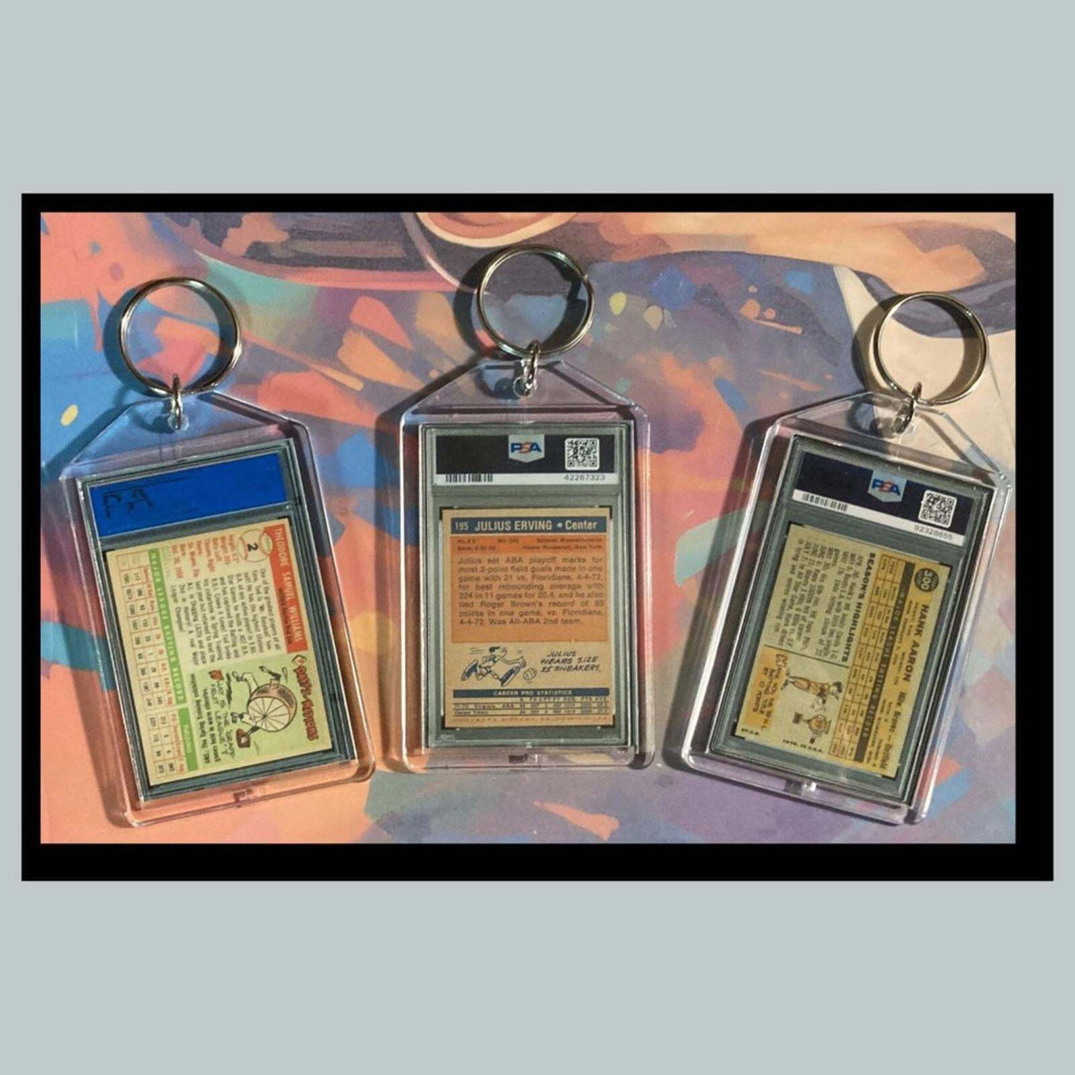 3441B Ted Williams/Julius Erving/Hank Aaron 3 Pack Bundle -3 Novelty Keychains