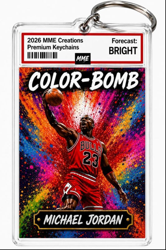 3893 Michael Jordan Keychain | Color-Bomb | Custom Photo Keychain With Nameplate