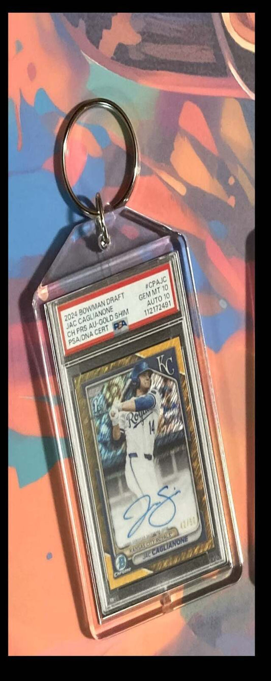 3214 Jac Caglianone 2024 Bowman Draft Gold Shimmer Auto  Keychain