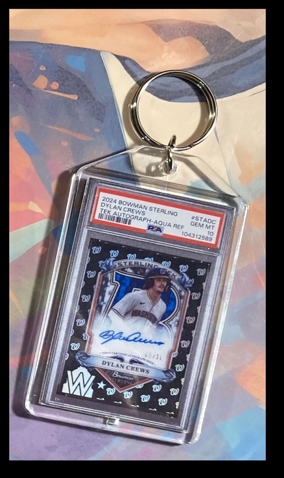 3104 Dylan Crews 2024 Bowman Sterling Tek Aqua Auto Custom Keychain-Gift