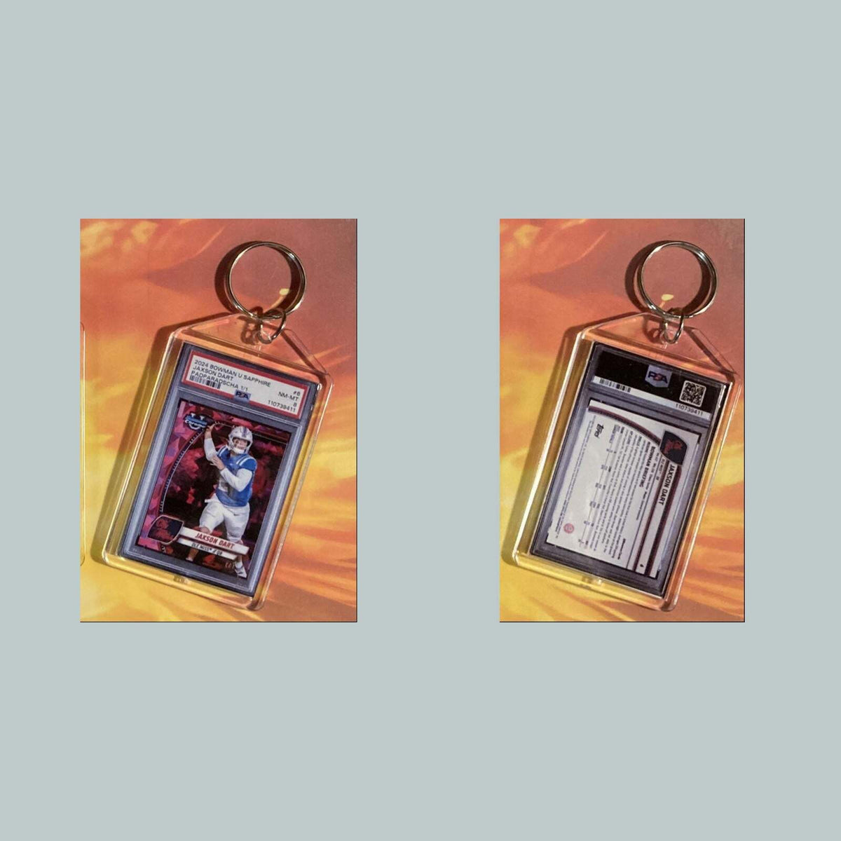 3532 Jaxson Dart 2024 U Sapphire Padparadscha Custom Keychain Great Gift