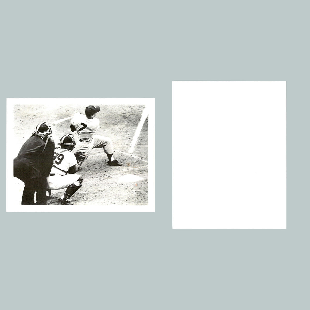 0349 P -8X10 Mickey Mantle Swinging-W-Catcher-H Glossy Photo BBL