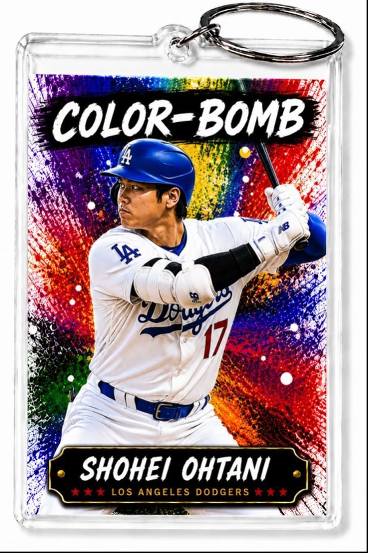 3806 Shohei Ohtani Batting  Keychain | Color-Bomb | Photo Keychain No Nameplate