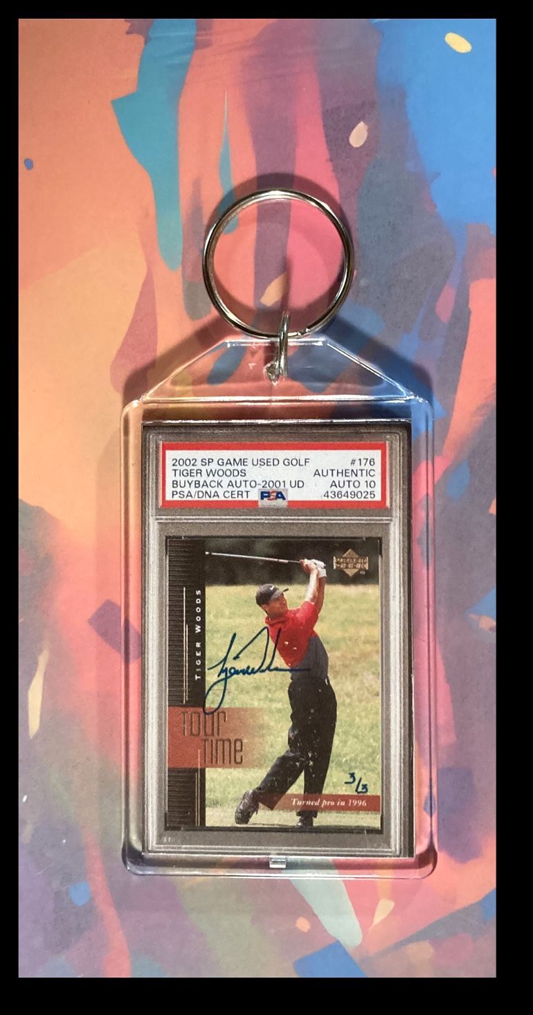 3040 Tiger Woods 2002 UD Buyback Auto Keychain - Makes A Great Gift
