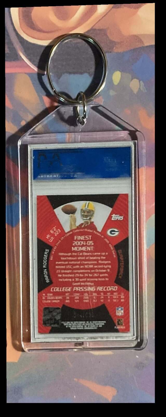 3192 Aaron Rodgers 2005 Topps Finest Auto Custom Hand Made Keychain