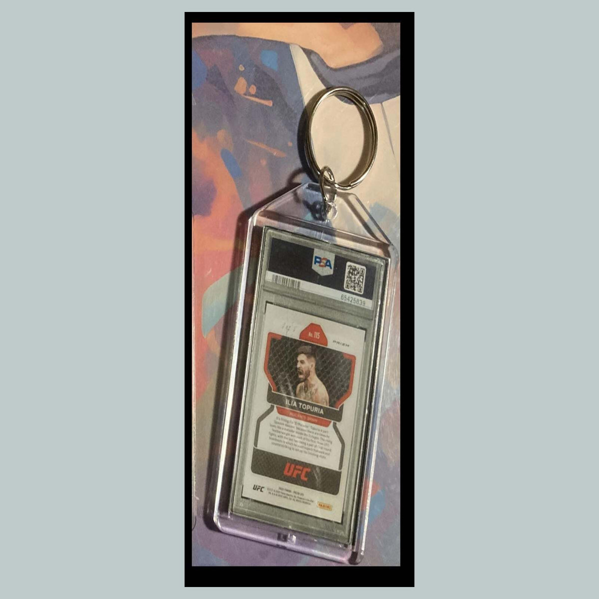 3454 Ilia Topuria 2022 Panini Prizm Black Shimmer Custom Hand Made Keychain