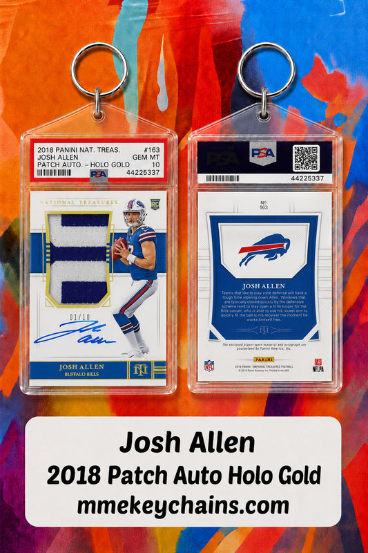 4154-9999 0004 Josh Allen 2018 National Treasures Patch Auto Holo Gold Novelty Keychain FB
